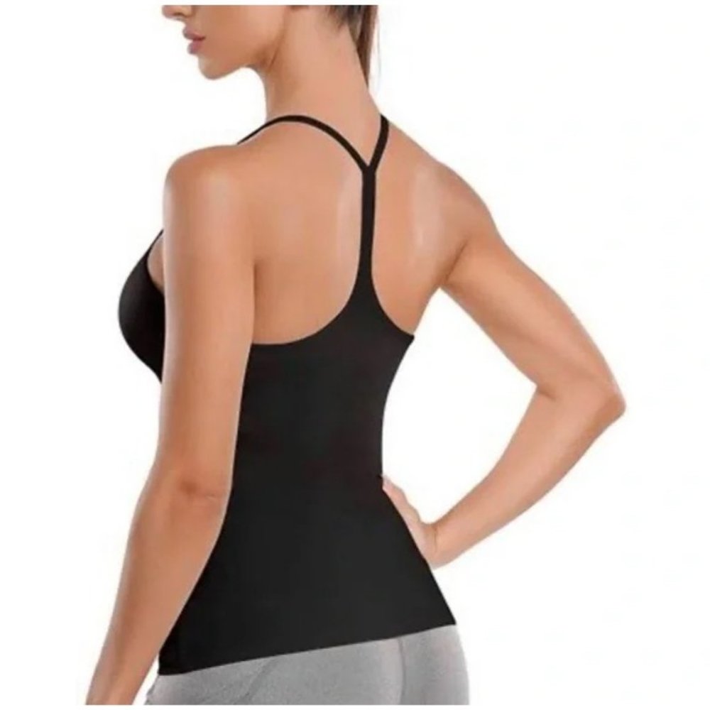 Halston Studio NWT Y Back Top Size Medium In Black Retail $48
